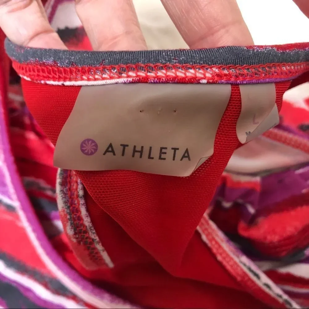 Athleta Top Size Large Vibrant Colors Built in Bra - Picture 10 of 13